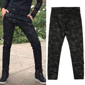 Bevy Flog Shely Black Camo Joggers Drawstring 27